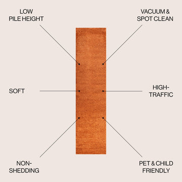 Haze Solid Low-pile Area Rug Orange